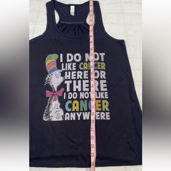 New Dr Seuss Women's Size M Graphic Tank Top  "I Do Not Like Cancer"  NWOT Navy - Picture 14 of 15